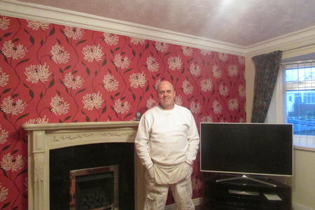 floral wallpapering front room