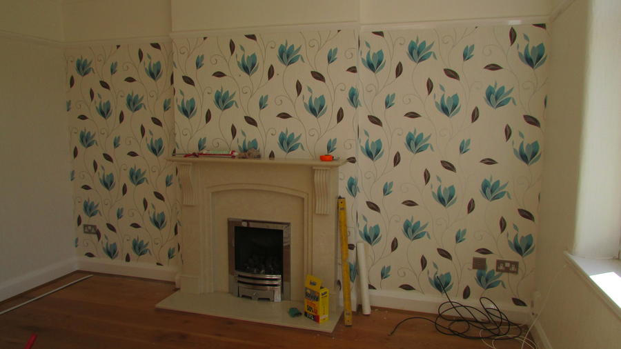 wallpapering lounge room